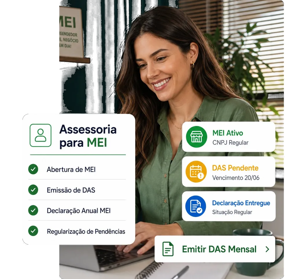 Assessoria para MEI: abertura, DAS, declaração anual e regularização